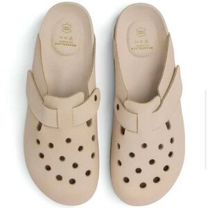 Brandblack Men's Leather Clog Sandal Shoe Carrera Suede Natural Crepe Sole Taupe